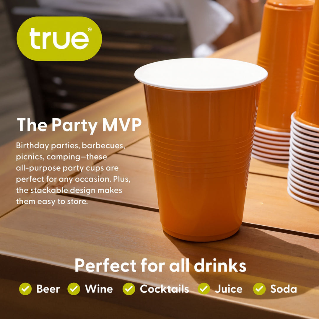 16 oz Orange Party Cups, Set of 50