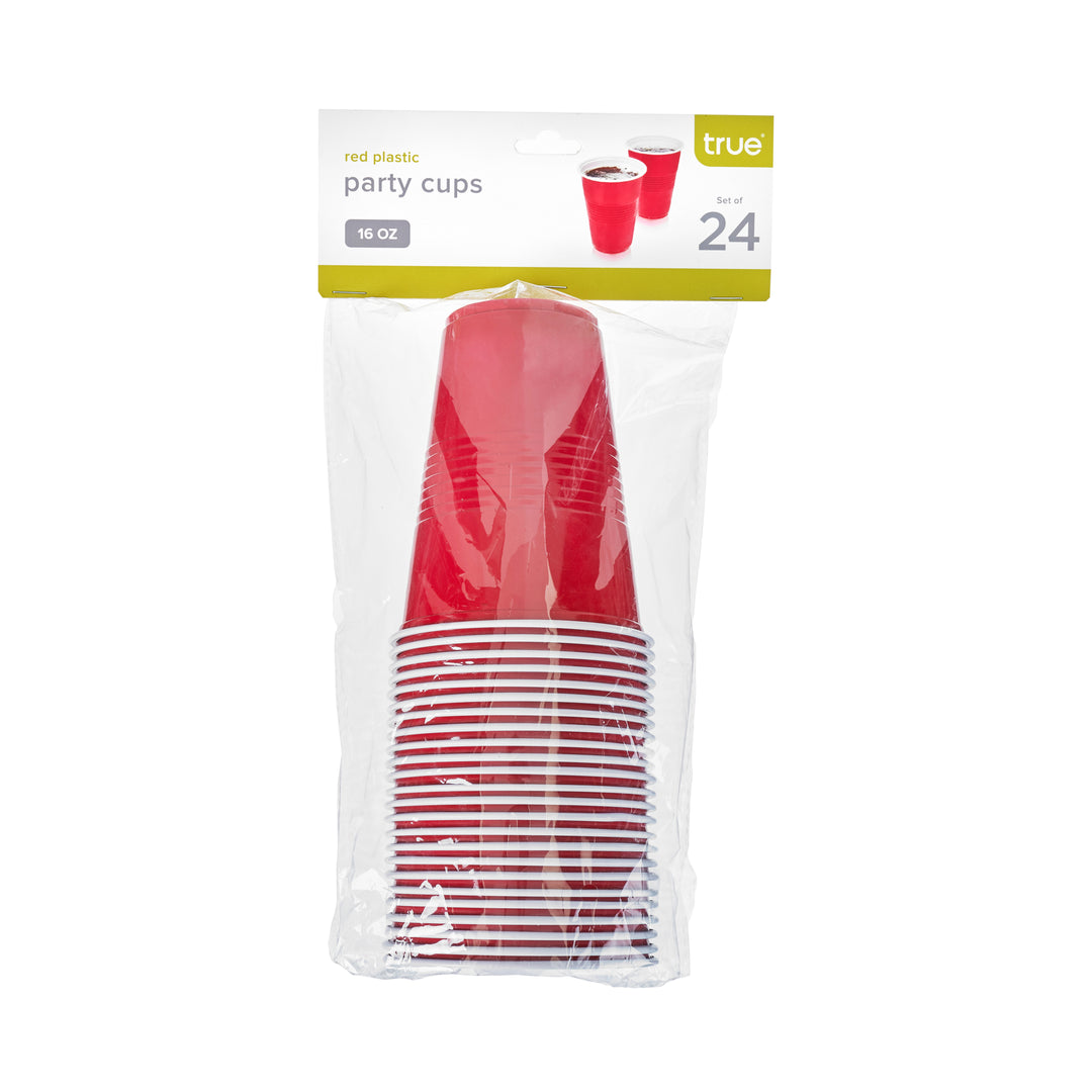 Party 16 oz Plastic Cups in Red, Set of 24