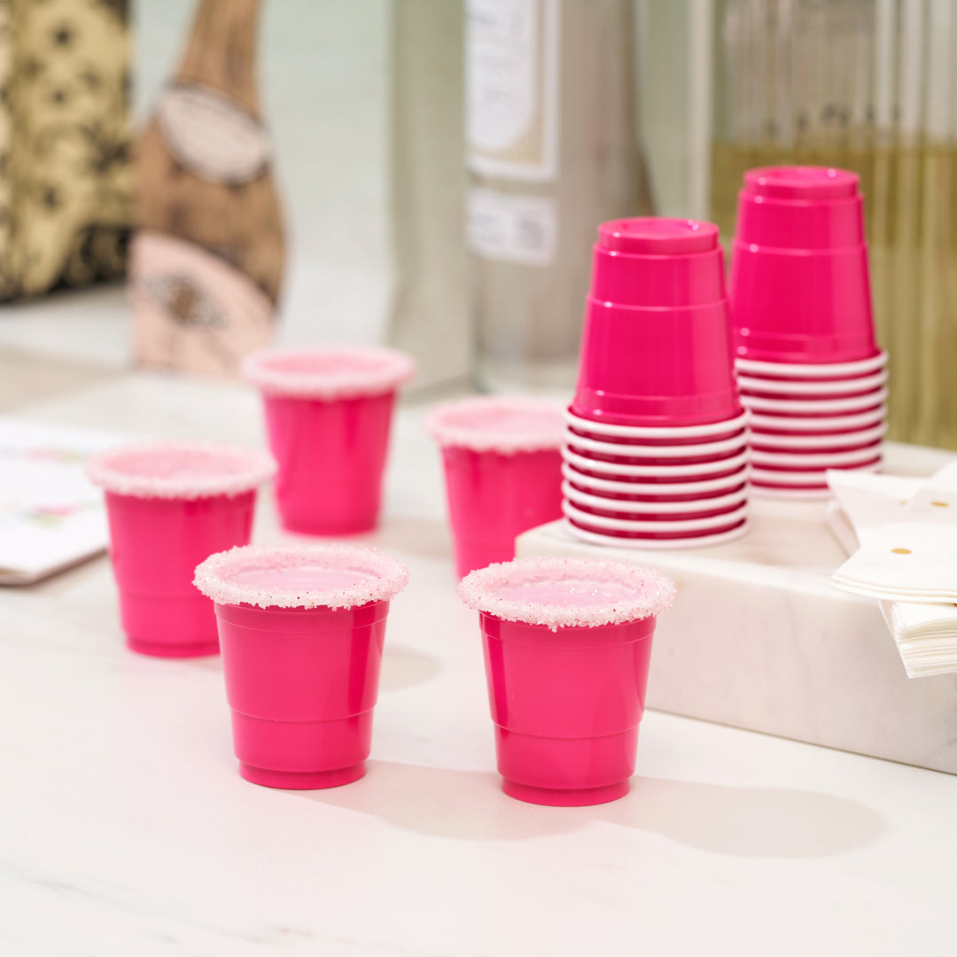 Party 1.75 oz Lil Pinks Mini Plastic Shot Cups, Set of 20