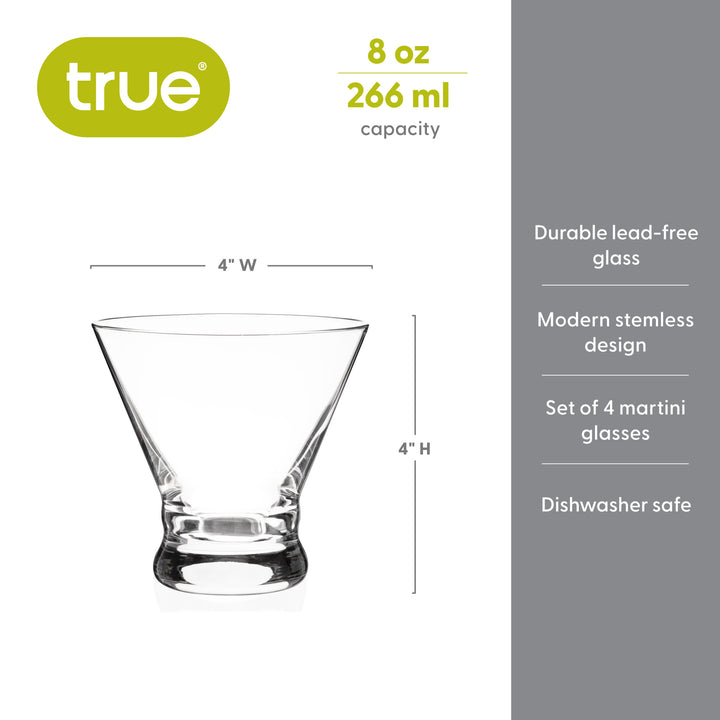 Stemless Martini Glasses, Set of 4