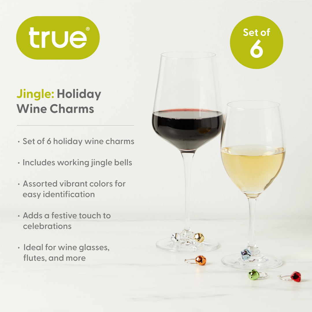 Jingle Holiday Wine Charms, Set of 6