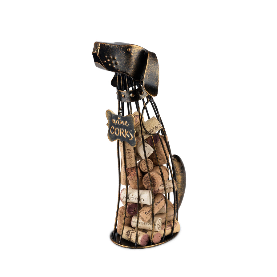 True Dog Wine Cork Holder Decorative in Metal with Bronze Finish