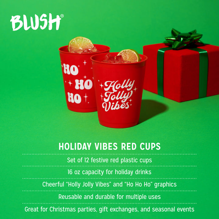 Holiday Vibes Red Cups, Set of 12