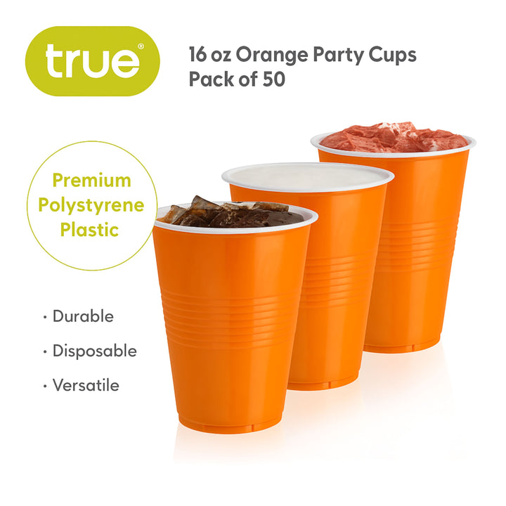 16 oz Orange Party Cups, Set of 50