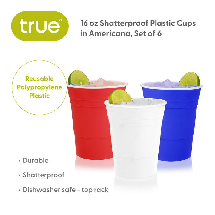 Shatterproof Pool Party Cups in Americana, Set of 6