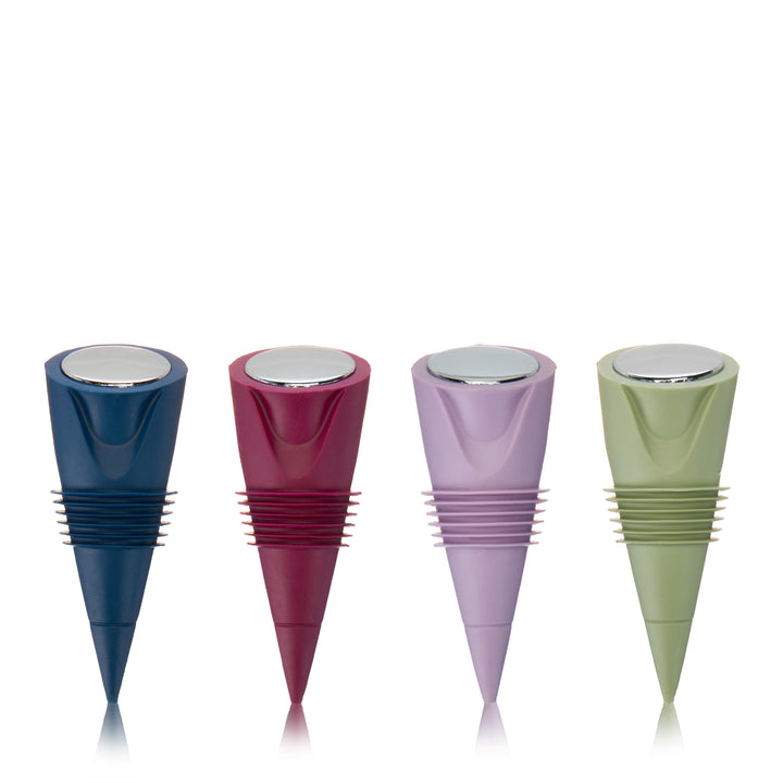 Cone Silicone Bottle Stoppers in Assorted Colors, Set of 2