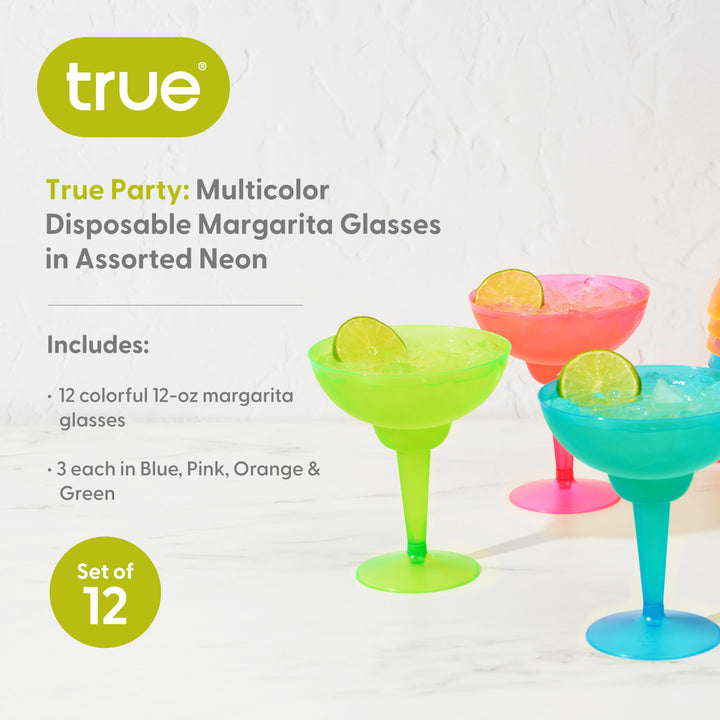 Multicolor Disposable Margarita Glasses, Set of 12
