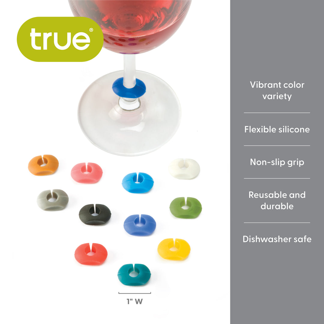 Wine-O Silicone Wine Charms, Set of 12