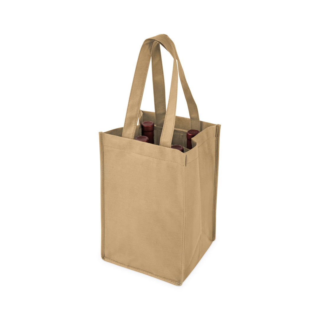 4-Bottle Non-Woven Tote in Beige