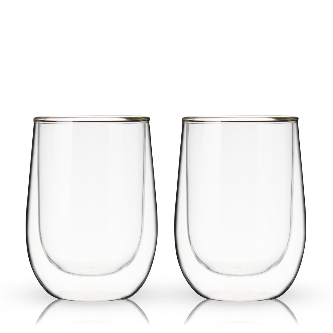 Double Walled 10 oz Stemless Wine Glasses, Set of 2