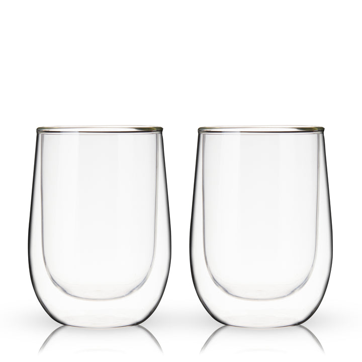 Double Walled 10 oz Stemless Wine Glasses, Set of 2