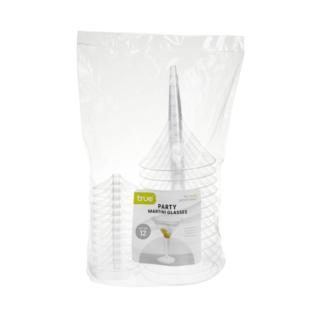 Party 8 oz Plastic Stemmed Martini Cups in Clear, Set of 12