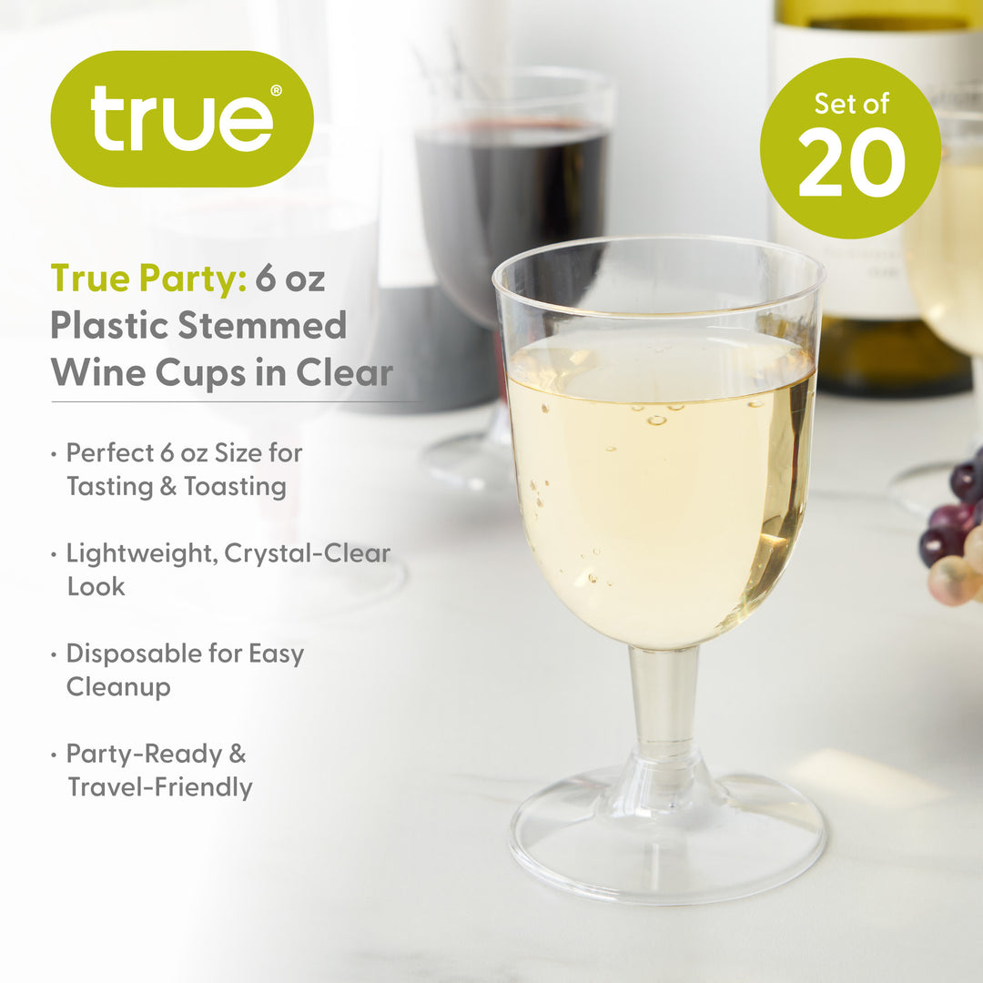 Plastic Wine Glasses, Set of 20