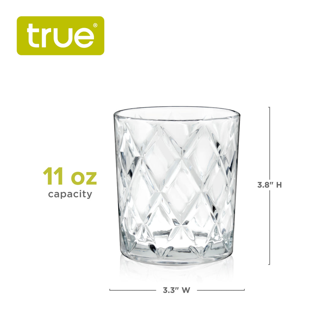 Scotch 11 oz  Diamond Cut Tumbler Glasses, Set of 4