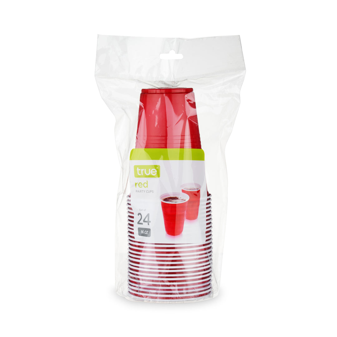 Party 16 oz Plastic Cups in Red, Set of 24