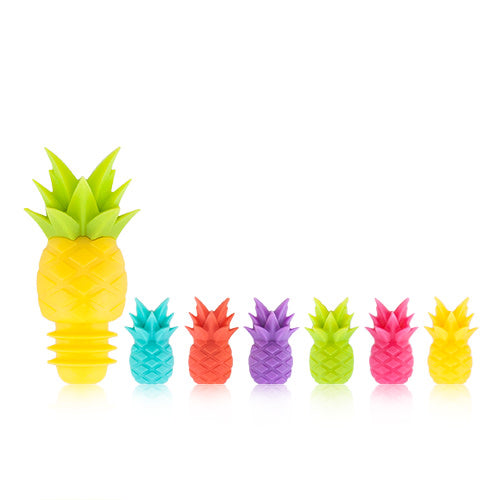 Tropic Silicone Wine Charms & Bottle Stopper, Set of 7