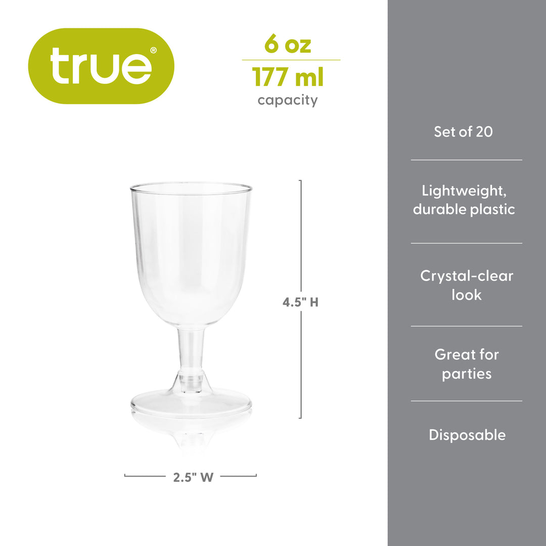 Plastic Wine Glasses, Set of 20