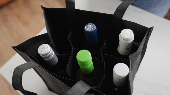 6-Bottle Non-Woven Tote in Black