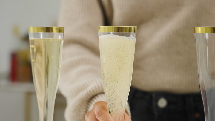 Party Plastic Gold-Rimmed Champagne Flutes, Set of 12