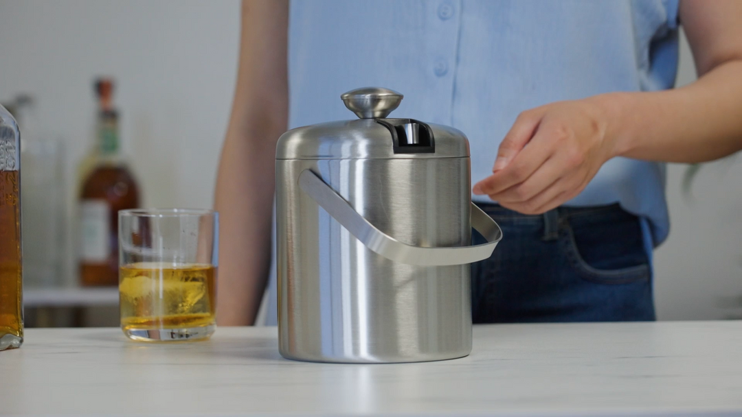 Double Walled Stainless Steel Ice Bucket with Tongs