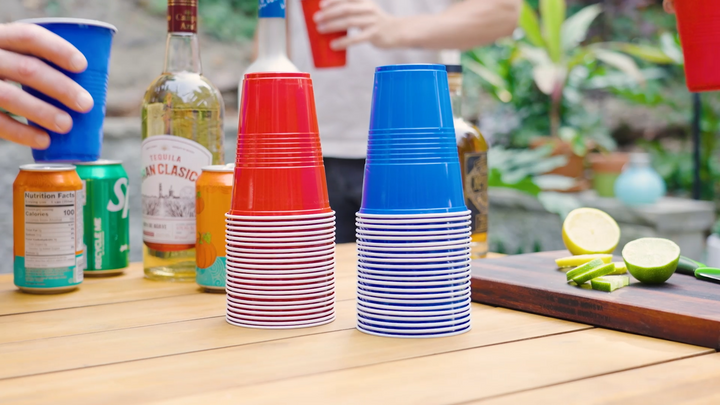 Party 16 oz Plastic Cups in Red, Set of 50