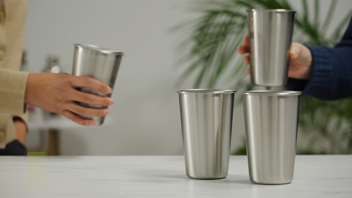 Stainless Steel Pint Cups, Set of 4