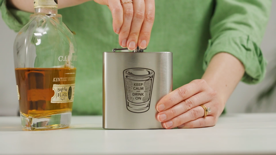 Trueflask 6 oz Stainless Steel Keep Calm & Drink On Flask