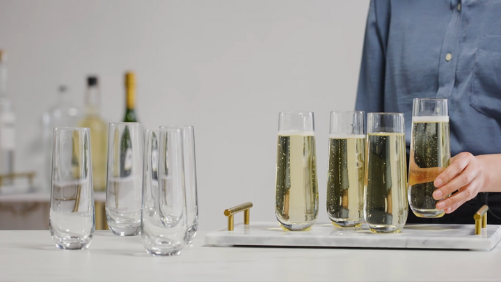 Stemless Champagne Flutes, Set of 8