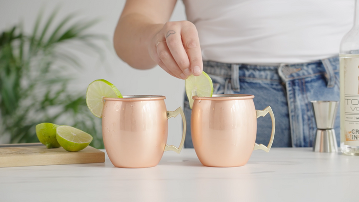 Moscow Mule 16 oz Copper Plated Mug with Zinc Alloy Handle, Set of 2