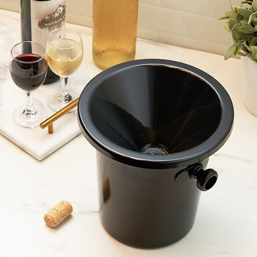 Spittoon Plastic Wine Tasting Dump Bucket in Black