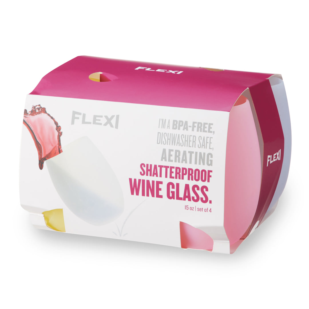 Flexi Aerating Silicone Wine Cups in Assorted Colors, Set of 4