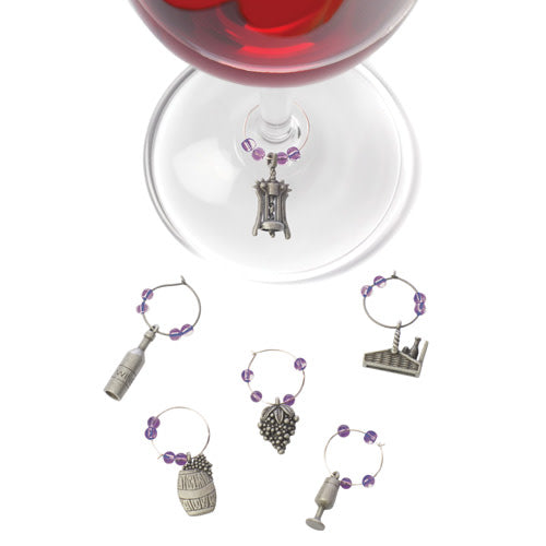 Winery Pewter Wine Charms, Set of 6