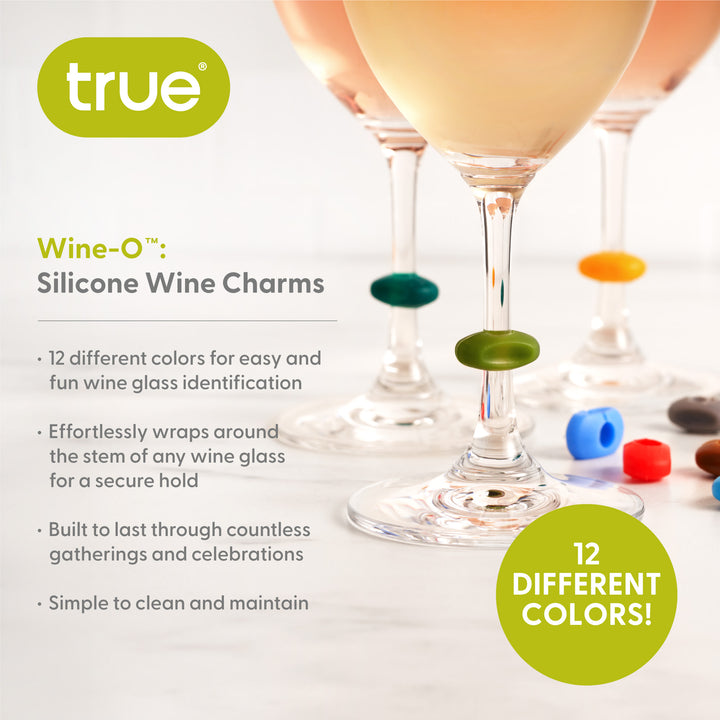 Wine-O Silicone Wine Charms, Set of 12