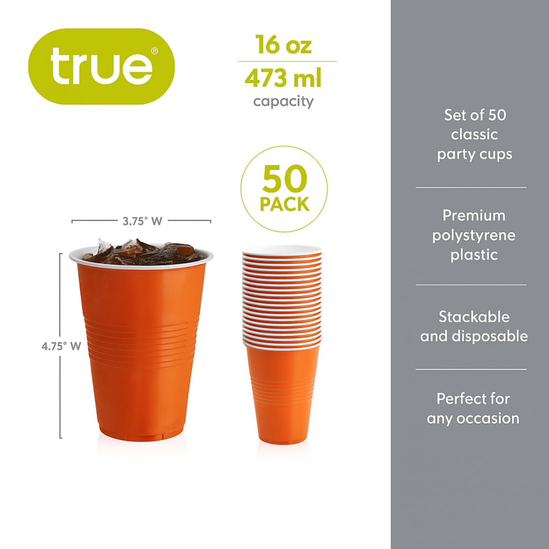 16 oz Orange Party Cups, Set of 50
