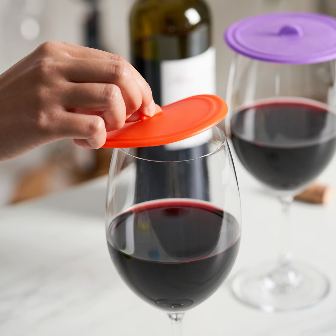 Dome Silicone Wine Glass Cover in Assorted Colors, Set of 4