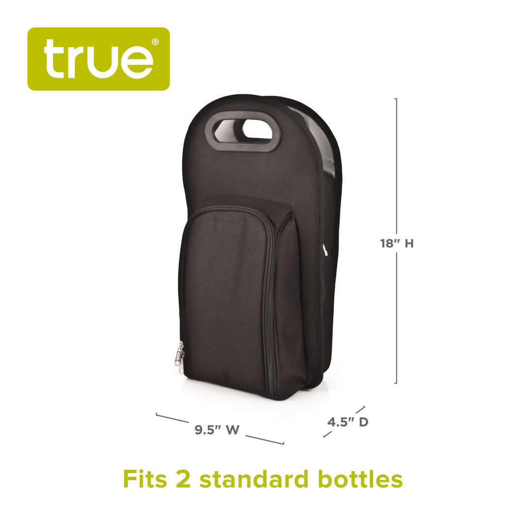 Metro Insulated 2-Bottle Tote Set in Black