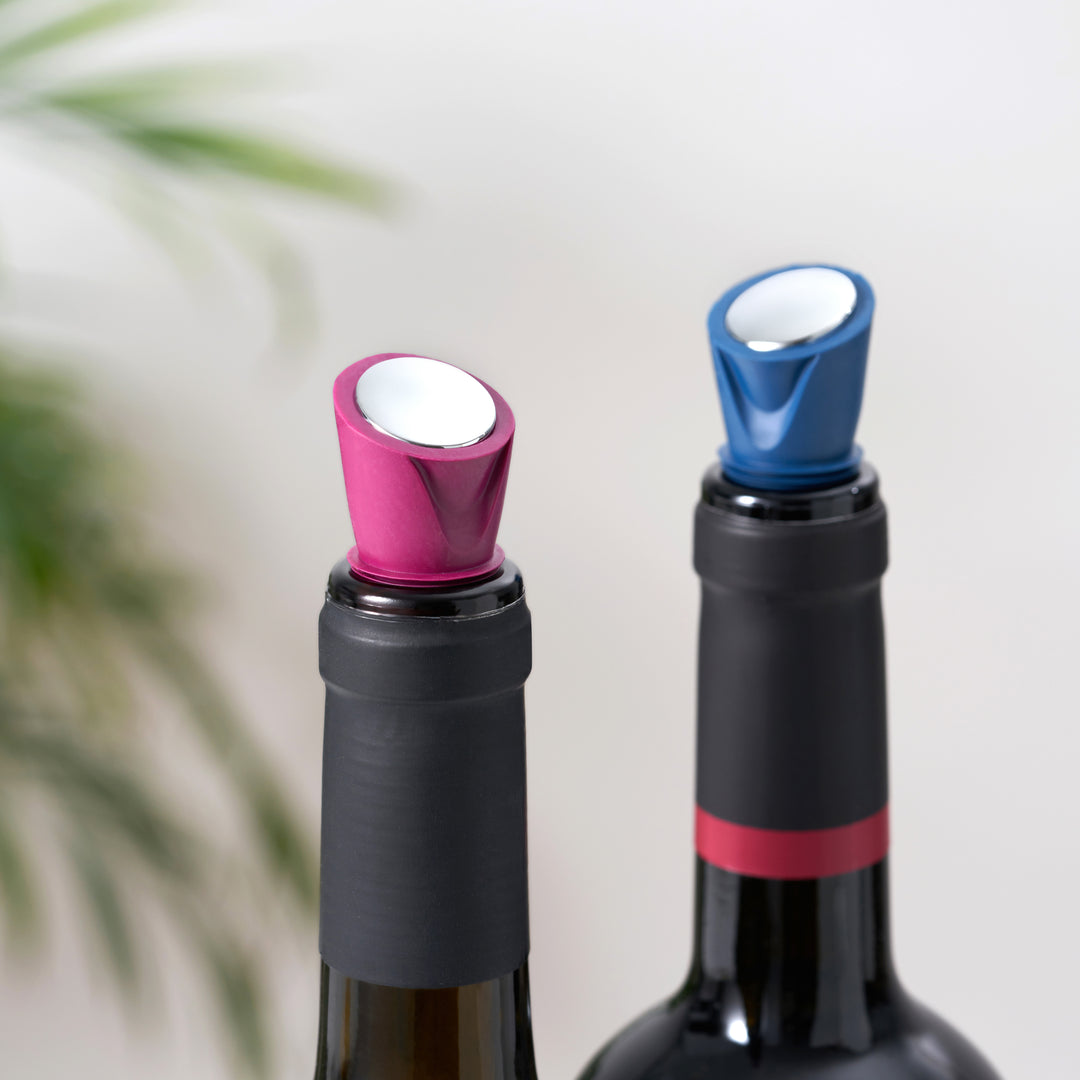 Cone Silicone Bottle Stoppers in Assorted Colors, Set of 2