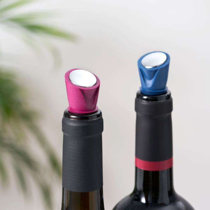 Cone Silicone Bottle Stoppers in Assorted Colors, Set of 2