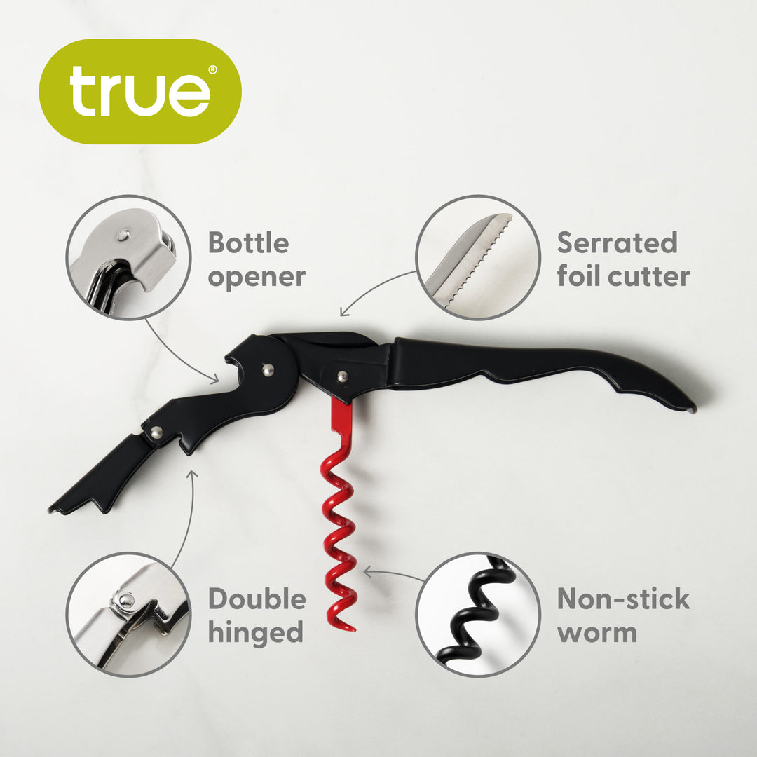 Truetap Waiter's Corkscrew in Matte Black & Red