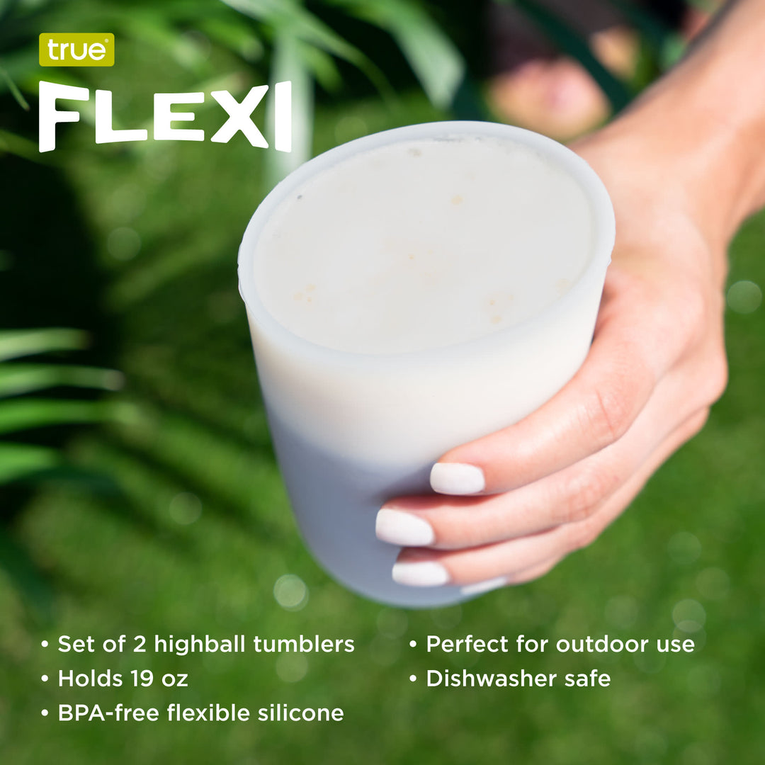 Flexi 19 oz Silicone Highball Tumblers in White, Set of 2