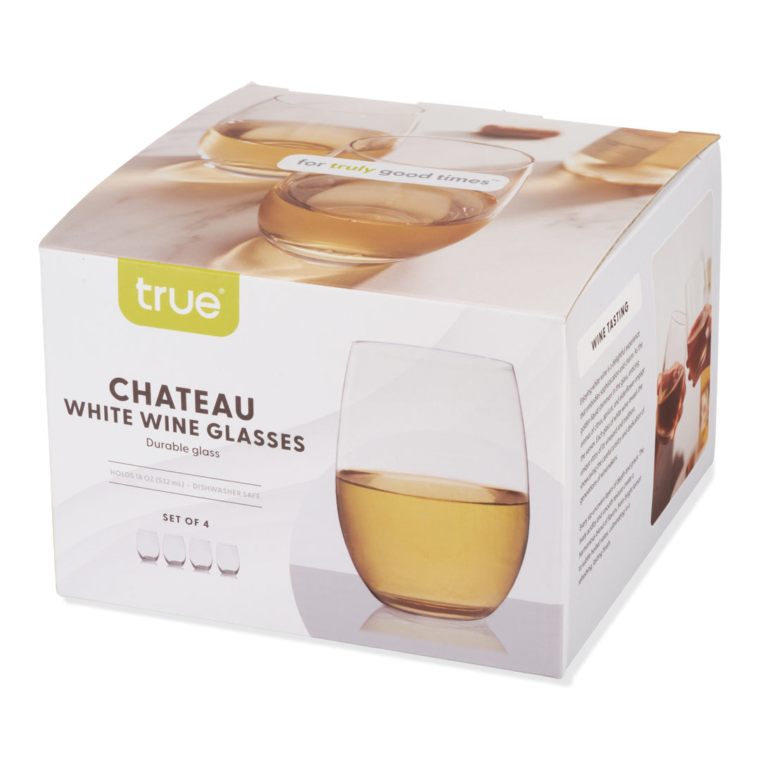 Chateau Stemless White Wine Glasses Set of 4