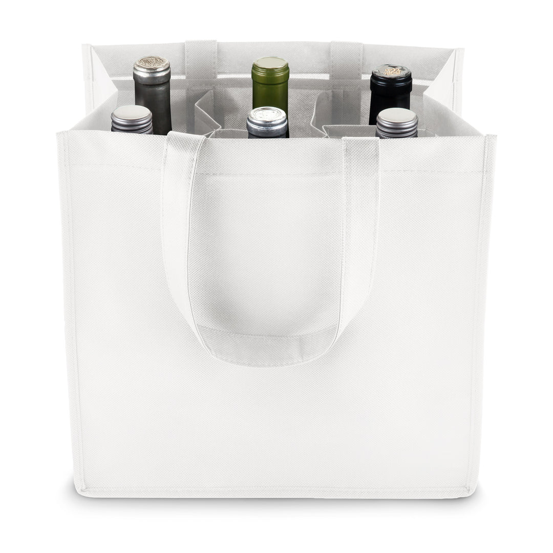 6-Bottle Non-Woven Tote in White