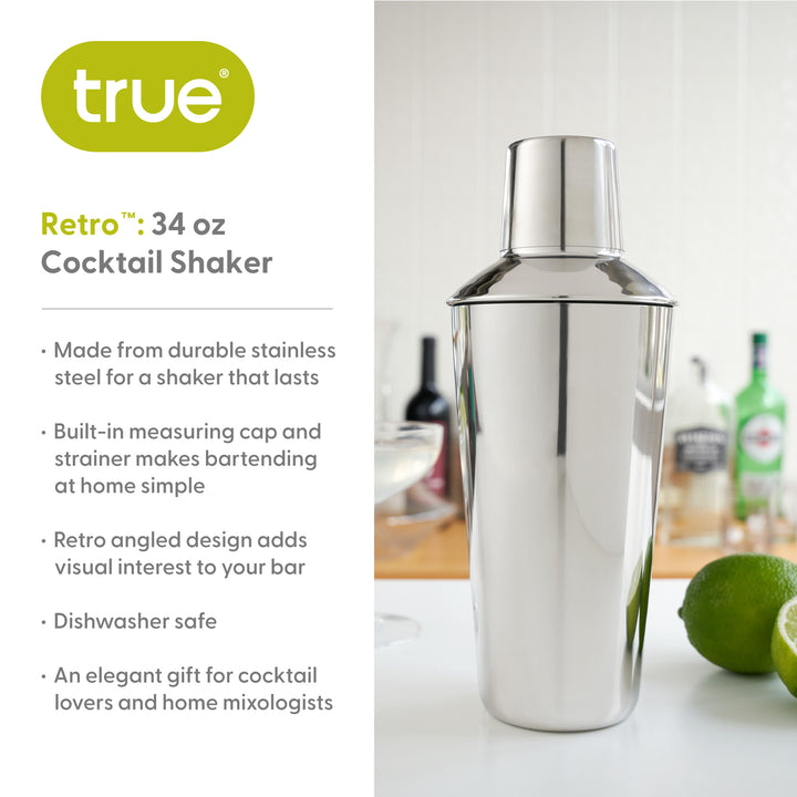 Retro 34 oz Cocktail Shaker in Stainless Steel