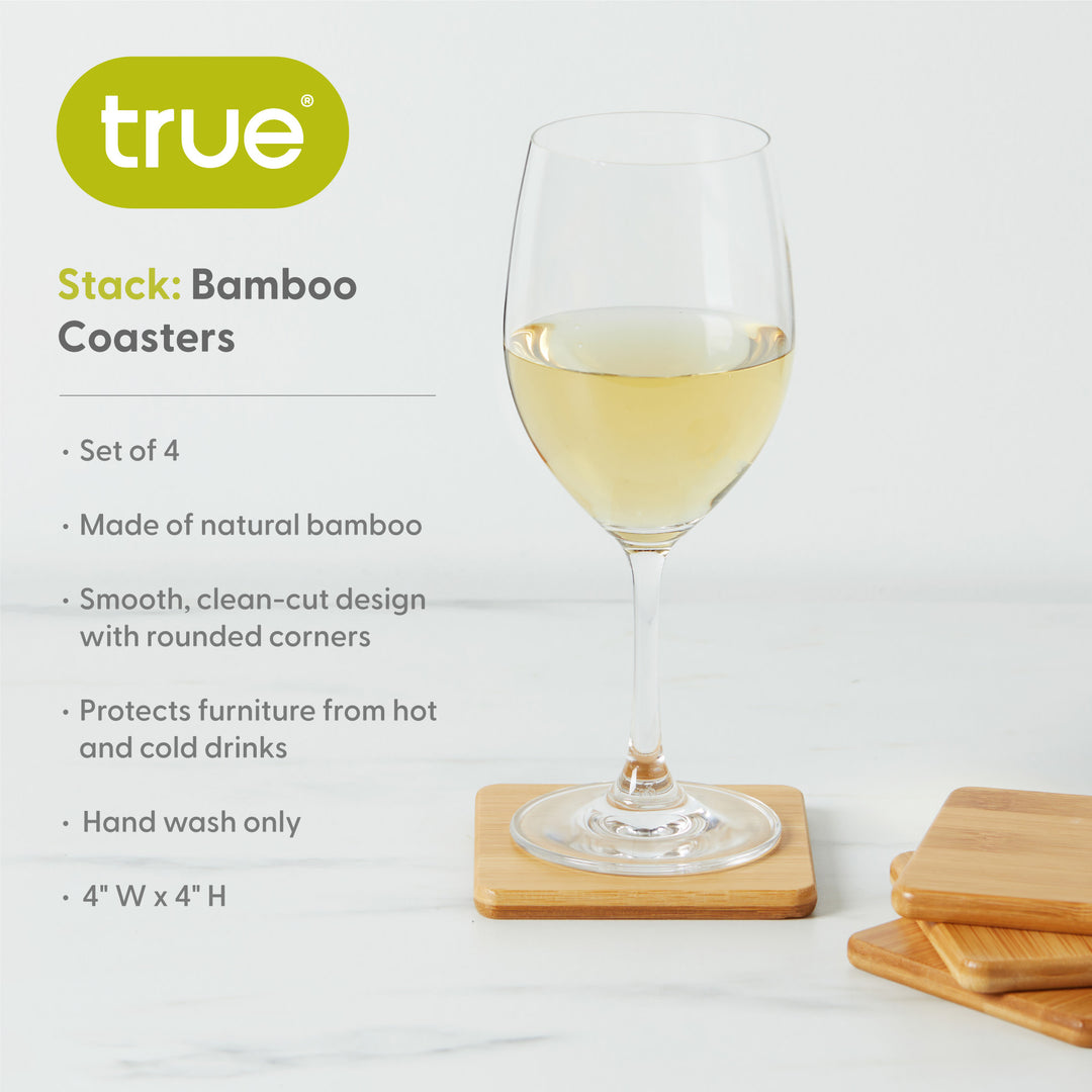 Stack Natural Bamboo Coasters, Set of 4