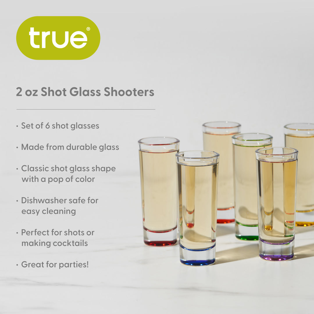 Shooter 2 oz Shot Glasses in Assorted Colors, Set of 6